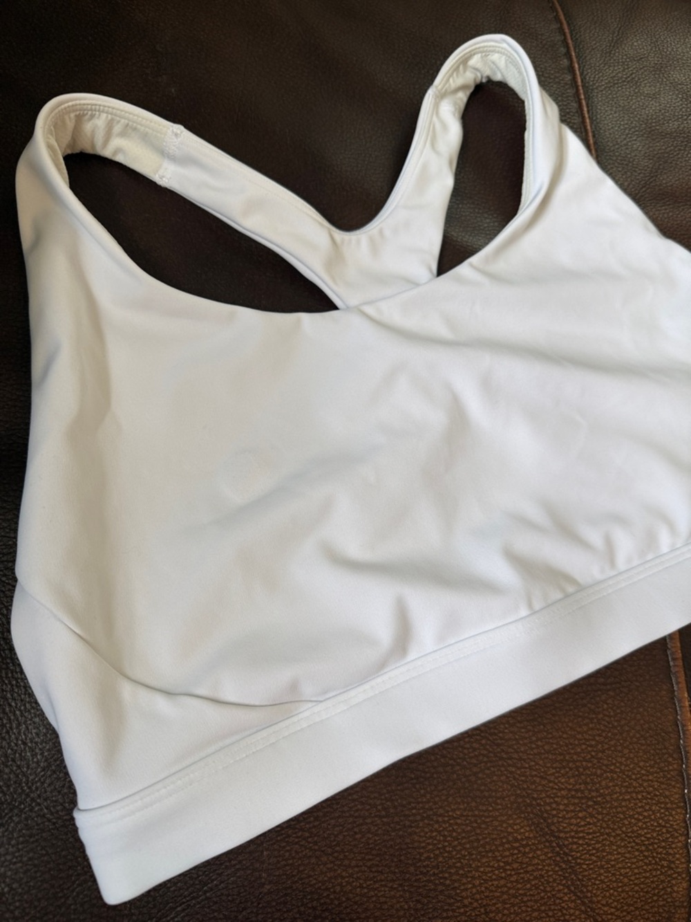 Athleta White Racerback Longline Sports Bra Medium Large EUC